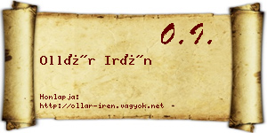 Ollár Irén névjegykártya
